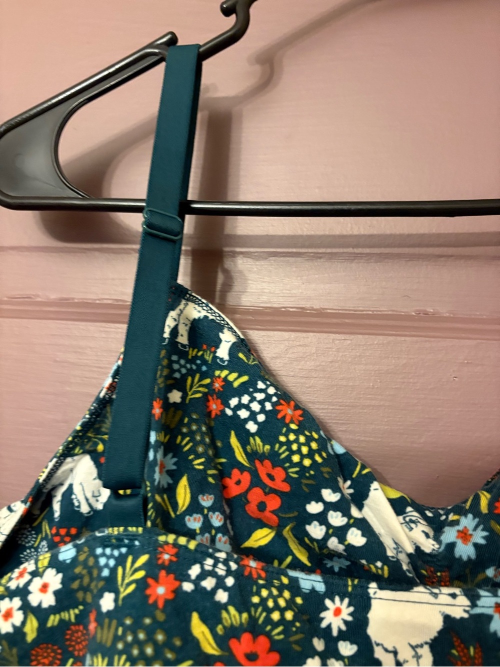Duluth Women’s Organic Cotton bralette “Garden Goat” Tidewater teal print XL - Picture 3 of 6